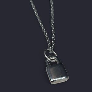 Vintage Gothic Silver Lock Necklace - Antique Punk Skull necklace - grunge emo